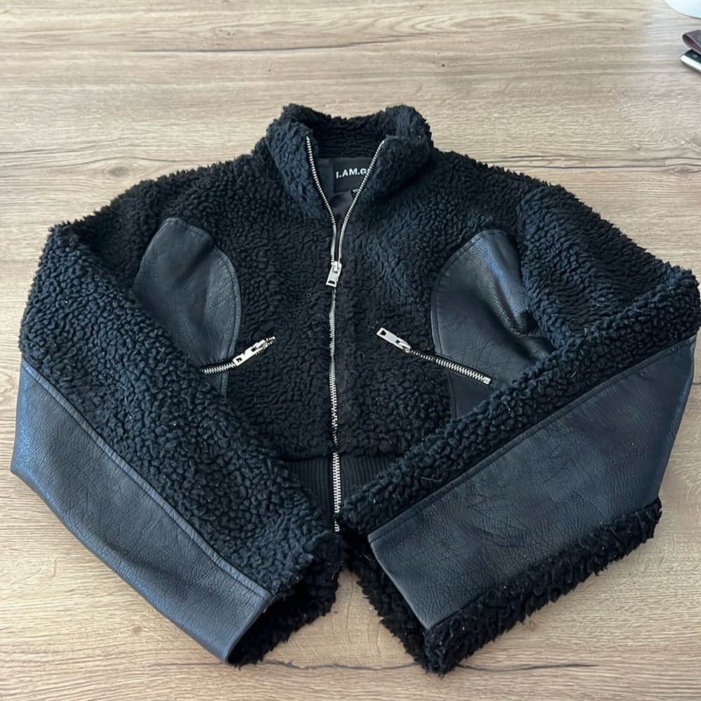 I.AM.GIA Cropped Jacket XS Black Faux Leather